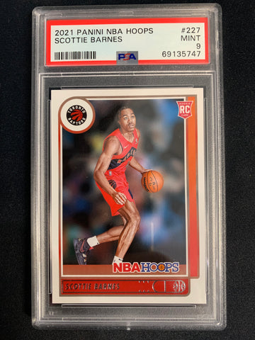 2021 PANINI NBA HOOPS BASKETBALL #227 TORONTO RAPTORS - SCOTTIE BARNES ROOKIE GRADED PSA 9 MINT