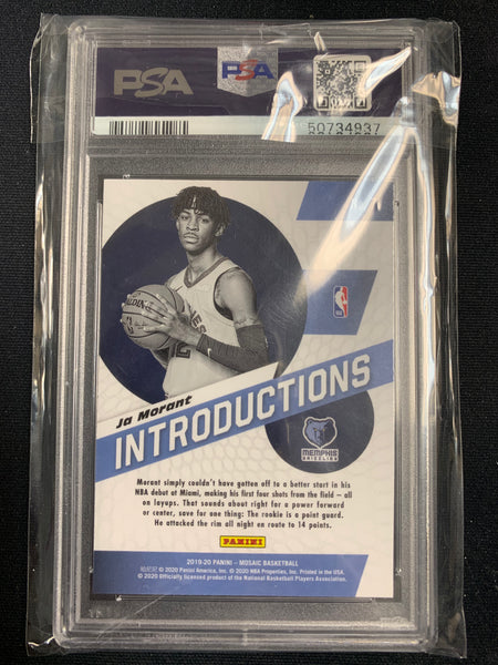 2019 PANINI MOSAIC NBA BASKETBALL #7 MEMPHIS GRIZZLIES - JA MORANT INTRODUCTIONS ROOKIE CARD GRADED PSA 10 GEM MINT
