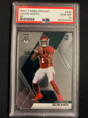 2020 PANINI MOSAIC FOOTBALL #222 PHILADELPHIA EAGLES -JALEN HURTS MOSAIC SP VARIANT ROOKIE CARD GRADED PSA 10 GEM MINT