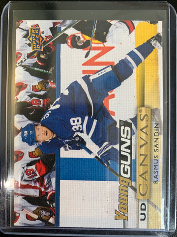 2019-20 UPPER DECK HOCKEY #C219 TORONTO MAPLE LEAFS - RASMUS SANDIN YOUNG GUNS CANVAS ROOKIE CARD