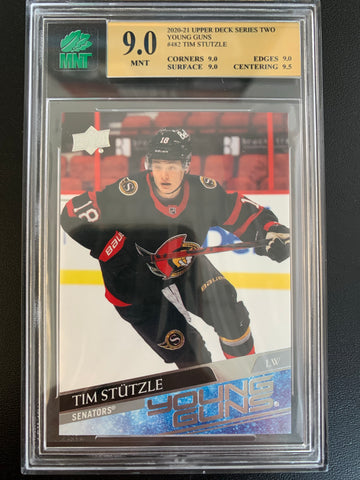 2020-21 UPPER DECK HOCKEY #482 OTTAWA SENATORS - TIM STUTZLE YOUNG GUNS ROOKIE GRADED MNT 9.0 MINT