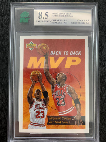 1992-93 UPPER DECK BASKETBALL #67 - MICHAEL JORDAN GRADED MNT 8.5 NMNT-MINT+