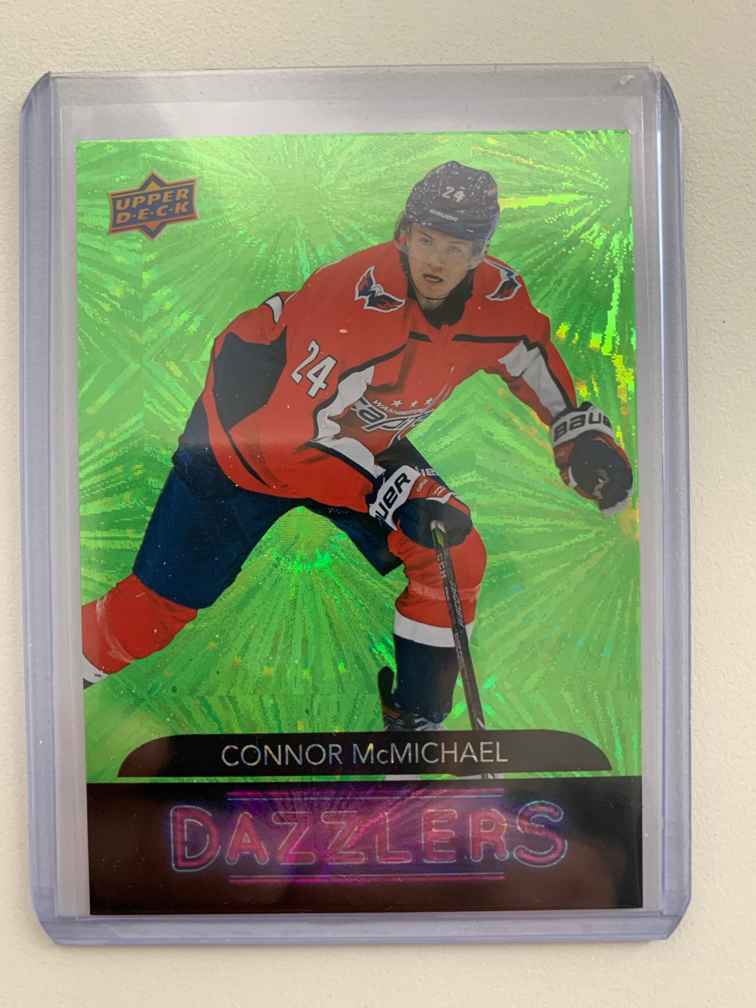 2020-21 UPPER DECK HOCKEY #DZ-99 WASHINGTON CAPITALS - CONNOR MCMICHAEL GREEN DAZLLERS CARD