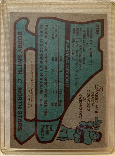 1979-80 TOPPS HOCKEY #206 MINNESOTA NORTH STARS - BOBBY SMITH ROOKIE CARD RAW