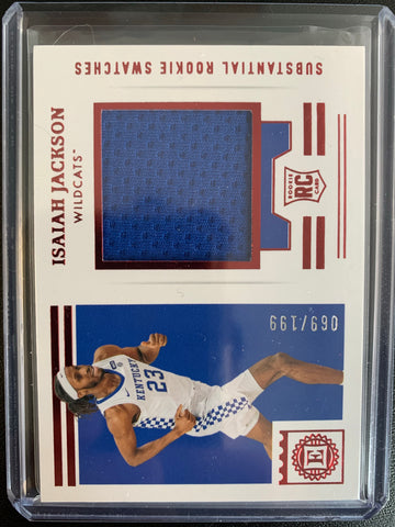 2021 PANINI CHRONICLES DRAFT PICKS BASKETBALL #ESS-IJ LOS ANGELES LAKERS - ISIAH JACKSON SUBSTANTIAL ROOKIE SWATCHES NUMBERED 069/199