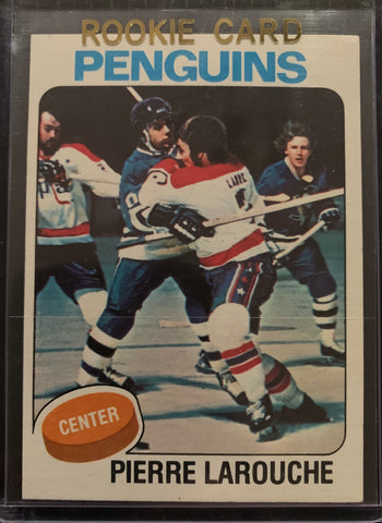 1975-76 TOPPS HOCKEY #305 PITTSBURGH PENGUINS - PIERRE LAROUCHE ROOKIE CARD RAW