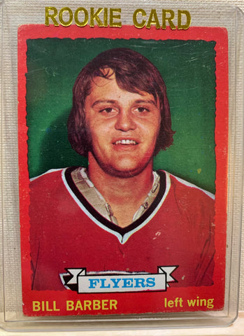 1973-74 O-PEE-CHEE HOCKEY #81 PHILADELPHIA FLYERS - BILL BARBER ROOKIE CARD RAW