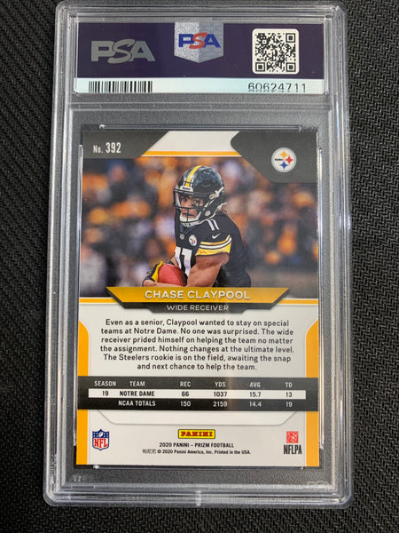 2020 PANINI PRIZM FOOTBALL #392 PITTSBURGH STEELERS - CHASE CLAYPOOL PRIZM BASE ROOKIE GRADED PSA 10 GEM MINT