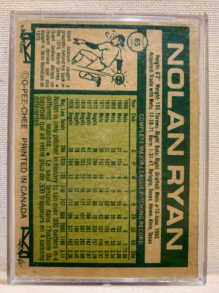 1977-78 O-PEE-CHEE BASEBALL #65 CALIFORNIA ANGELS - NOLAN RYAN CARD RAW