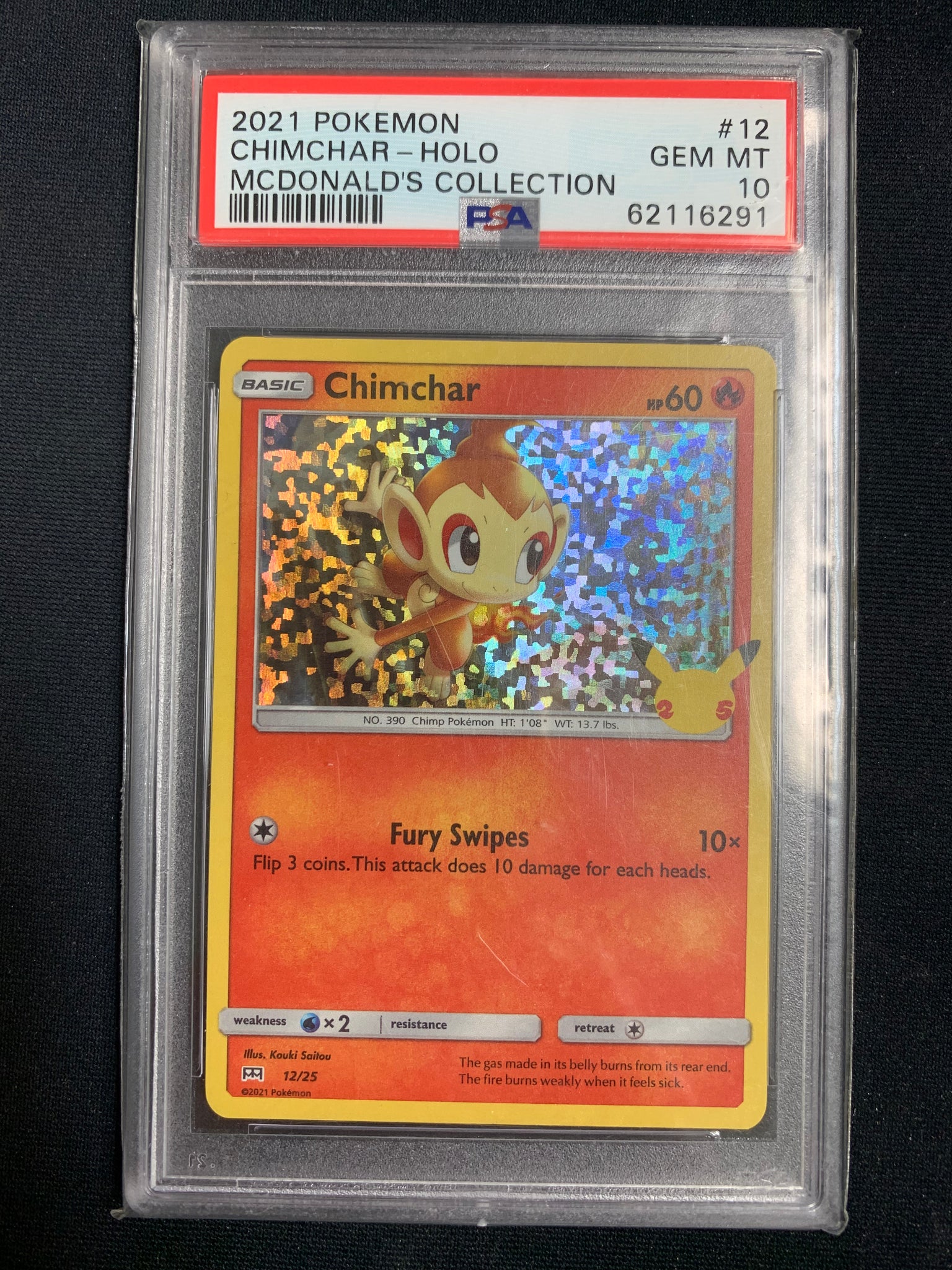 2021 POKEMON MCDONALD'S COLLECTION CHIMCHAR HOLO #12 GRADED PSA 10 GEM MINT