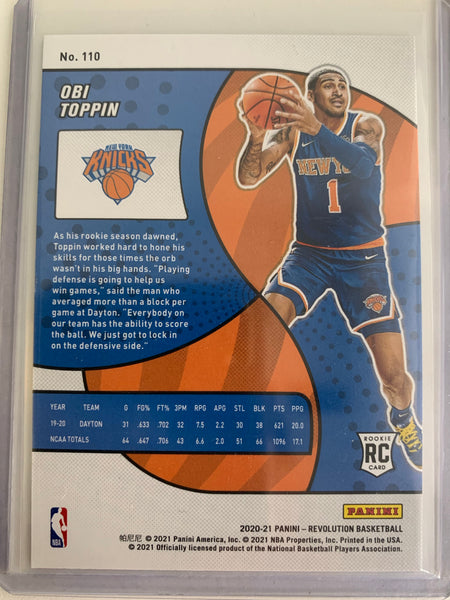 2020-2021 PANINI REVOLUTION NBA BASKETBALL #110 NEW YORK KNICKS - OBI TOPPIN REVOLUTION ROOKIE CARD