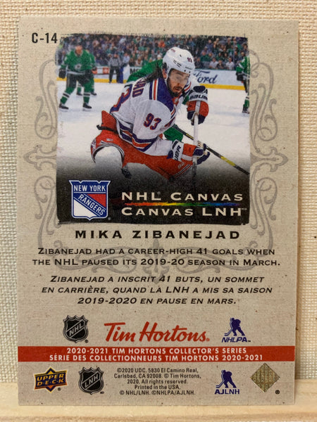 2020-21 TIM HORTONS HOCKEY #C-14 NEW YORK RANGERS - NHL CANVAS MIKA ZIBANEJAD CARD RAW