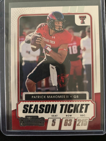 2021 PANINI CONTENDERS FOOTBALL #1 KANSAS CITY CHIEFS - PATRICK MAHOMES SEASON TICKET CARD