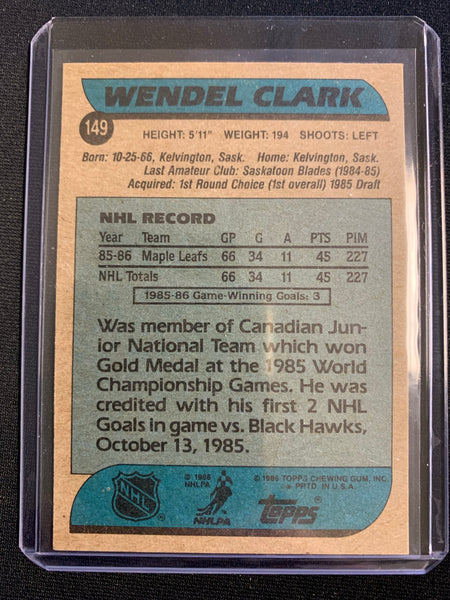 1986-87 TOPPS HOCKEY #149 TORONTO MAPLE LEAFS - WENDEL CLARK ROOKIE CARD