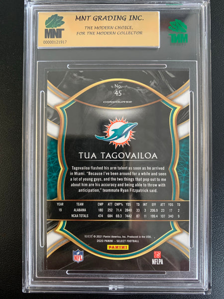 2020 PANINI SELECT FOOTBALL #45 MIAMI DOLPHINS - TUA TAGOVAILOA CONCOURSE LEVEL ROOKIE CARD GRADED MNT 9.0 MINT