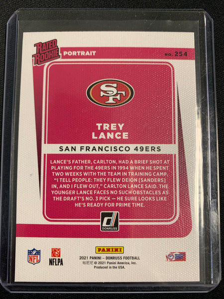 2021 PANINI DONRUSS FOOTBALL #254 SAN FRANCISCO 49ERS - TREY LANCE CANVAS RATED ROOKIE
