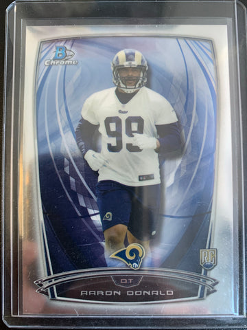 2014 TOPPS BOWMAN CHROME FOOTBALL #199 LOS ANGELES RAMS - AARON DONALD CHROME ROOKIE CARD