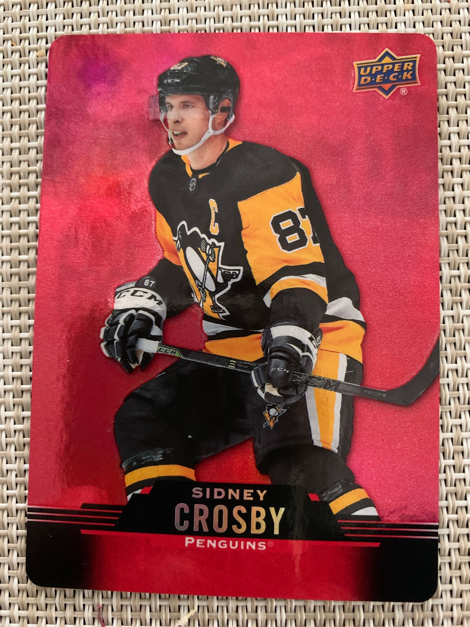 2020-21 TIM HORTONS HOCKEY #DC-25 PITTSBURGH PENGUINS - RED DIE CUT SIDNEY CROSBY CARD RAW