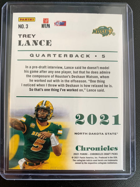 2021 PANINI CHRONICLES DRAFT PICKS FOOTBALL #3 SAN FRANCISCO 49ERS - TREY LANCE CHRONICLES ROOKIE CARD