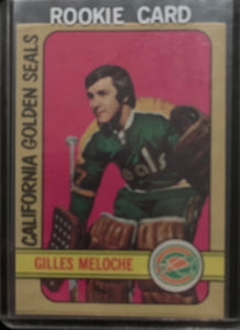 1972-73 O-PEE-CHEE HOCKEY #112 CALIFORNIA GOLDEN SEALS - GILLES MELOCHE ROOKIE CARD RAW