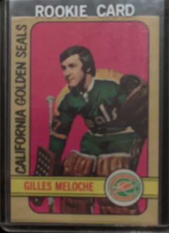 1972-73 O-PEE-CHEE HOCKEY #112 CALIFORNIA GOLDEN SEALS - GILLES MELOCHE ROOKIE CARD RAW