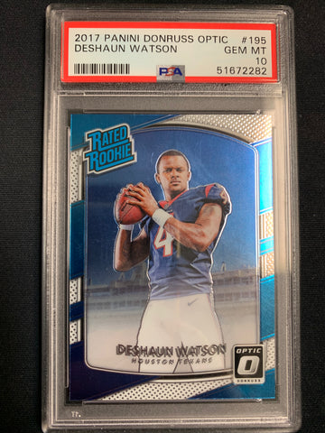 2017 DONRUSS OPTIC FOOTBALL #195 HOUSTON TEXANS - DESHAUN WATSON RATED ROOKIE GRADED PSA 10 GEM MINT