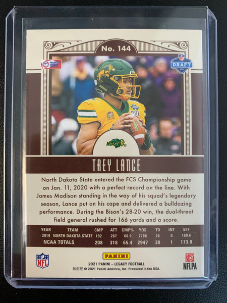 2021 PANINI LEGACY FOOTBALL #144 SAN FRANCISCO 49ERS - TREY LANCE ROOKIE CARD