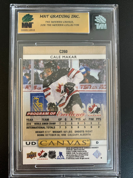 2019-20 UPPER DECK HOCKEY #C260 COLORADO AVALANCHE - CALE MAKAR PROGRAM OF EXCELLENCE CANVAS ROOKIE CARD GRADED MNT 9.0 MINT