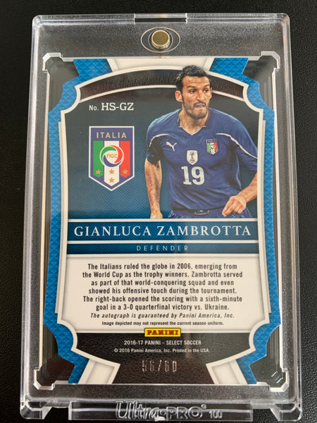 2016-2017 PANINI SELECT SOCCER #HS-GZ - ITALIA - GIANLUCA ZAMBROTTA HISTORIC SIGNATURES AUTOGRAPH NUMBERED 56/60