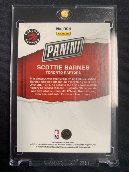2022 PANINI FATHER'S DAY #RC4 TORONTO RAPTORS - SCOTTIE BARNES ROOKIE CARD NUMBERED 05/25