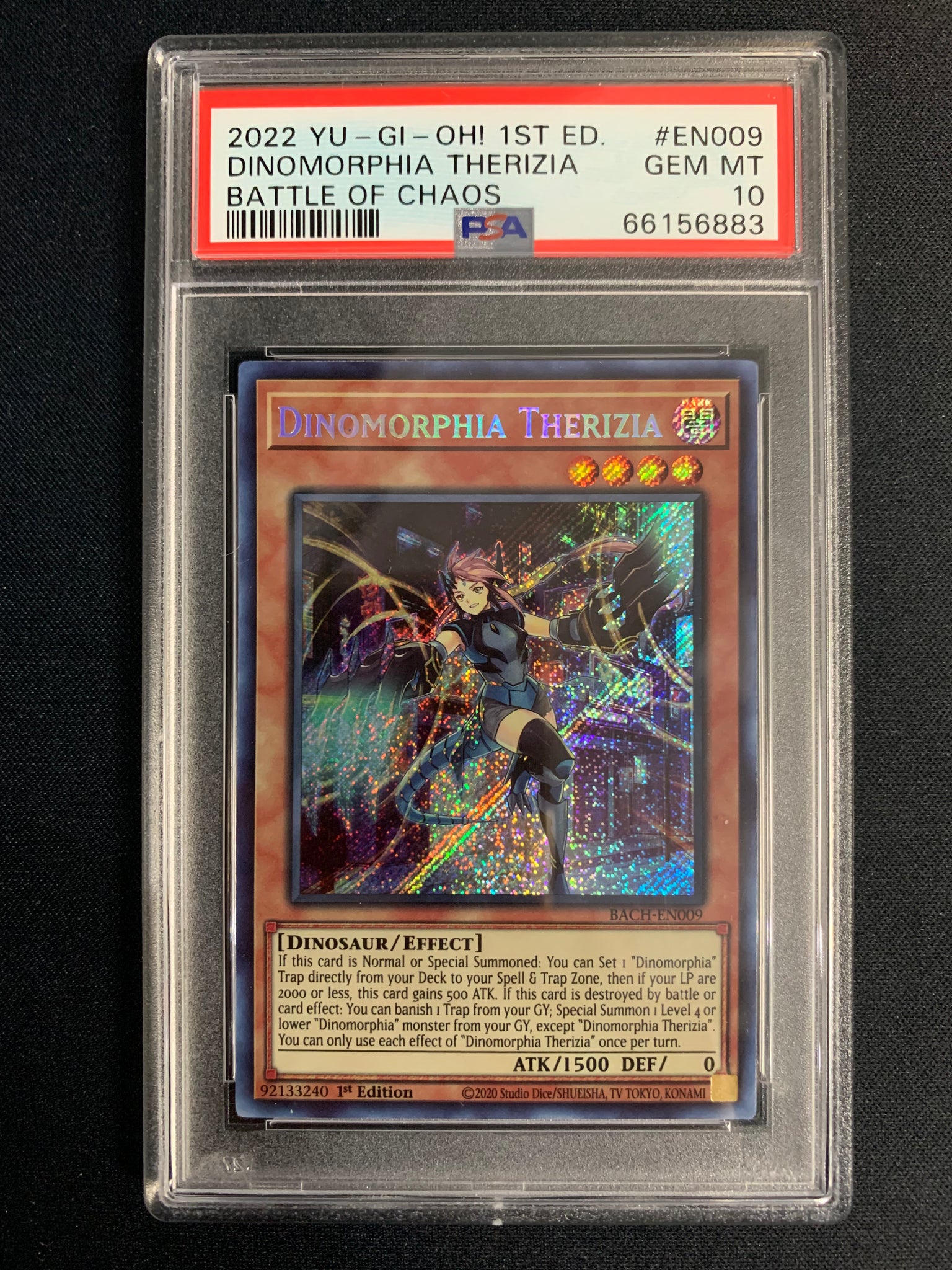 2022 YU-GI-OH BATTLE OF CHAOS #EN009 DINOMORPHIA THERIZIA GRADED PSA 10 GEM MINT