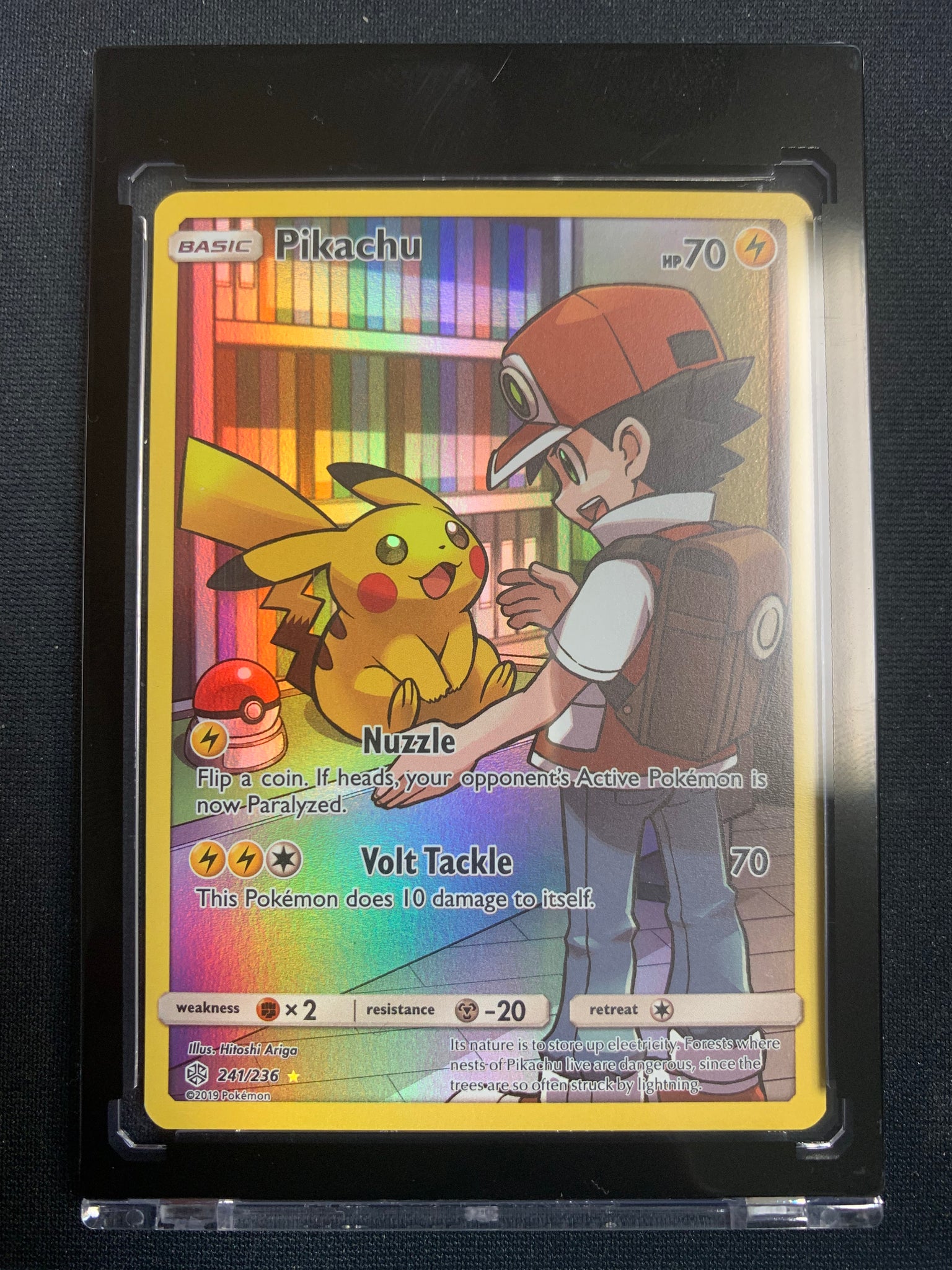 POKEMON COSMIC ECLIPSE - PIKACHU (ASH ART) HOLO SECRET RARE 241/236 - MINT CONDITION