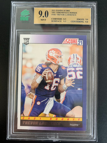 2021 PANINI SCORE FOOTBALL #TB1 JACKSONVILLE JAGUARS - TREVOR LAWRENCE ROOKIE CARD GRADED MNT 9.0 MINT