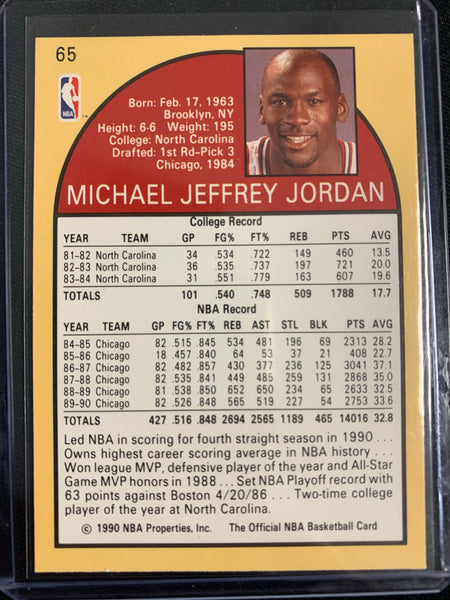 1990 NBA HOOPS BASKETBALL #65 CHICAGO BULLS - MICHAEL JORDAN BASE CARD