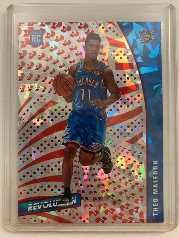 2020-2021 PANINI REVOLUTION NBA BASKETBALL #149 OKC THUNDER - THEO MALEDON CNY CRACKED ICE ROOKIE CARD