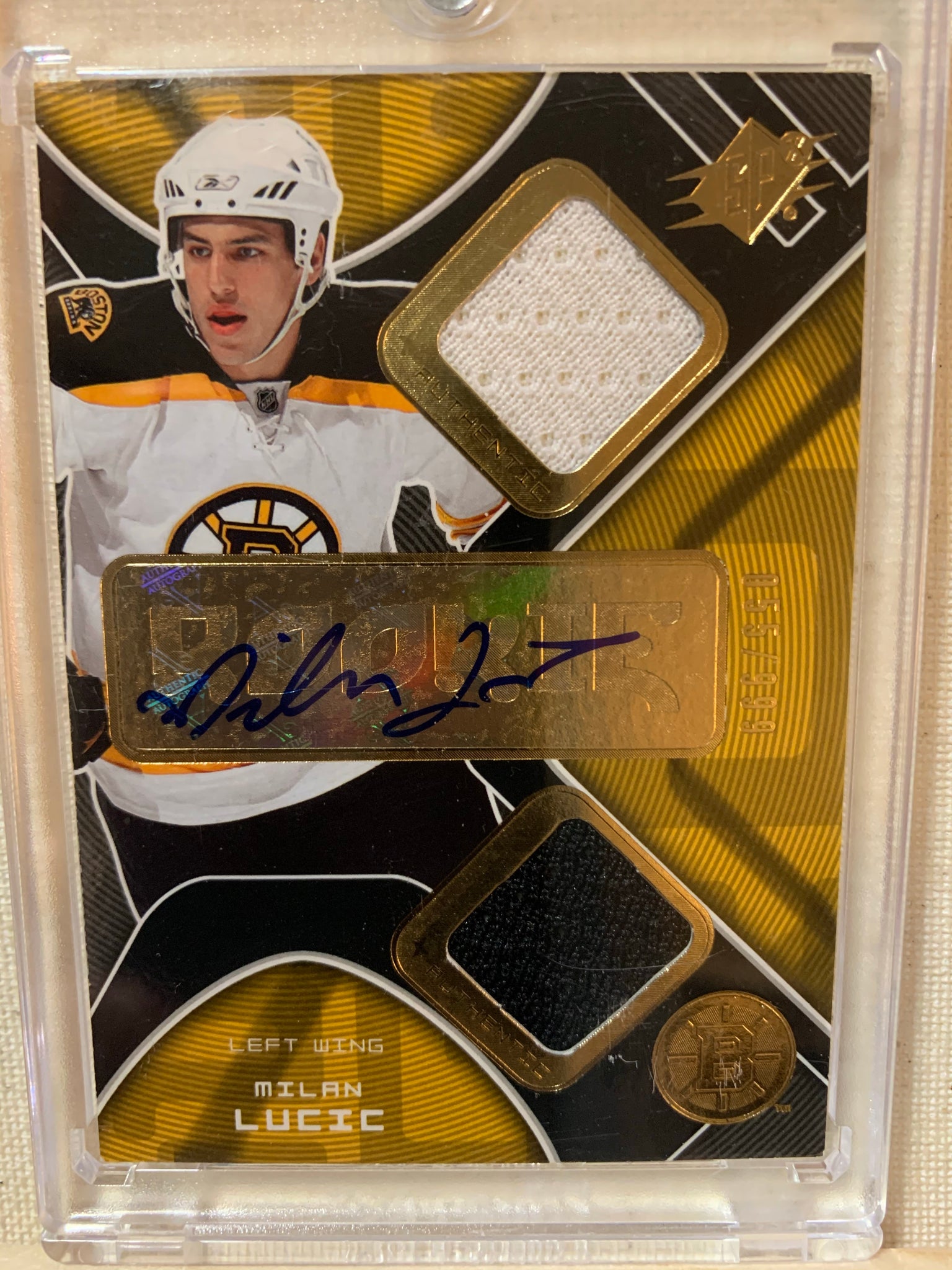 2007-08 SPX HOCKEY #206 BOSTON BRUINS - MILAN LUCIC SPX AUTOGRAPHED JERSEY ROOKIE CARD RAW
