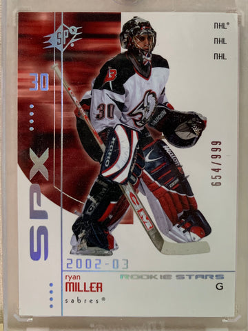 2002-03 SPX HOCKEY #187 - RYAN MILLER ROOKIE CARD RAW