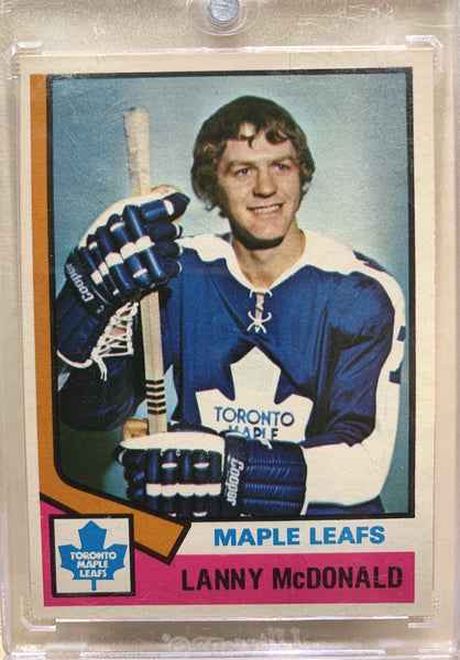 1974-75 O-PEE-CHEE HOCKEY #168 TORONTO MAPLE LEAFS - LANNY MCDONALD ROOKIE CARD RAW