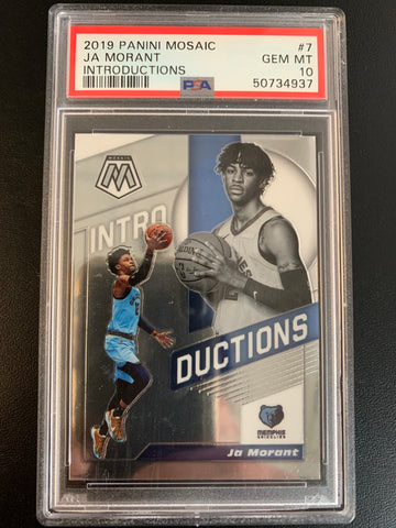 2019 PANINI MOSAIC NBA BASKETBALL #7 MEMPHIS GRIZZLIES - JA MORANT INTRODUCTIONS ROOKIE CARD GRADED PSA 10 GEM MINT