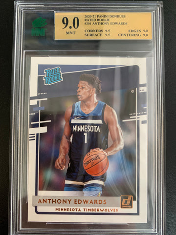 2020-2021 PANINI DONRUSS NBA BASKETBALL #201 MINNESOTA TIMBERWOLVES - ANTHONY EDWARDS DONRUSS RATED ROOKIE CARD GRADED MNT 9.0 MINT