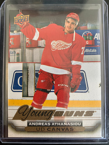 2015-16 UPPER DECK HOCKEY #C212 DETROIT RED WINGS - ANDREAS ATHANASIOU YOUNG GUNS CANVAS ROOKIE CARD