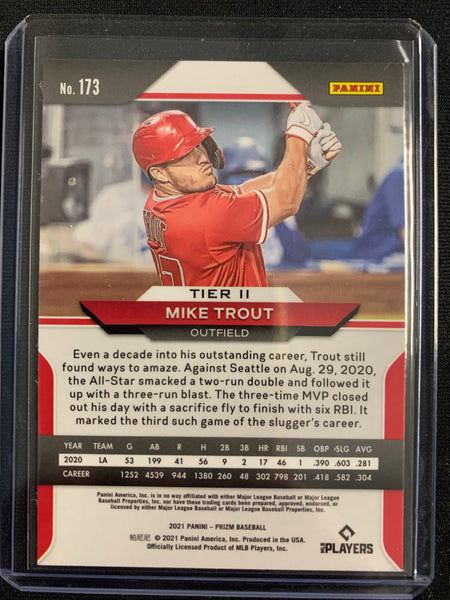 2021 PANINI PRIZM BASEBALL #173 LOS ANGELES ANGELS - MIKE TROUT BASE CARD