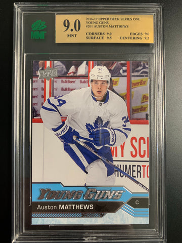 2016-17 UPPER DECK HOCKEY #201 TORONTO MAPLE LEAFS - AUSTON MATTHEWS ROOKIE CARD GRADED MNT 9.0 MINT