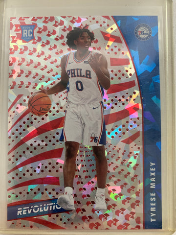2020-2021 PANINI REVOLUTION NBA BASKETBALL #148 PHILADELPHIA 76ERS - TYRESE MAXEY CNY CRACKED ICE ROOKIE CARD