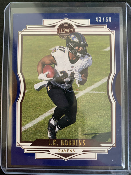 2021 PANINI LEGACY FOOTBALL #16 BALTIMORE RAVENS - J.K DOBBINS PURPLE PARALLEL NUMBERED 43/50