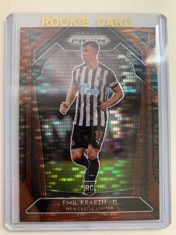 2020-2021 PANINI PRIZM EPL SOCCER #233 NEWCASTLE UNITED - EMIL KRAFTH BRONZE PARALLEL PRIZM ROOKIE CARD #'D 04/25