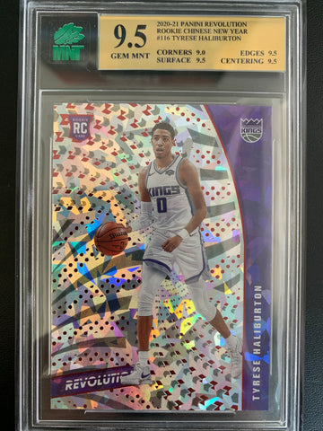 2020-2021 PANINI REVOLUTION NBA BASKETBALL #116 SACRAMENTO KINGS - TYRESE HALIBURTON CRACKED ICE REVOLUTION ROOKIE CARD GRADED MNT 9.5 GEM MINT