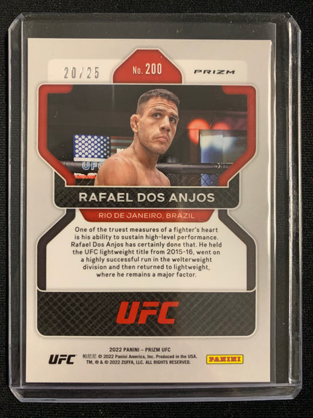 2022 PANINI PRIZM UFC # 200 - RAFAEL DOS ANJOS SILVER MOJO PRIZM NUMBERED 20/25