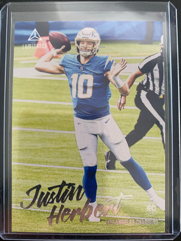 2020 PANINI CHRONICLES LUMINANCE FOOTBALL #203 LOS ANGELES CHARGERS - JUSTIN HERBERT ROOKIE CARD