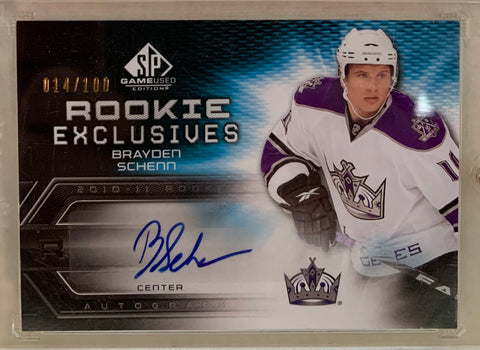 2010-11 SP GAME USED HOCKEY #RE-BS LOS ANGELES KINGS - BRAYDEN SCHENN ROOKIE EXCLUSIVES AUTO CARD RAW